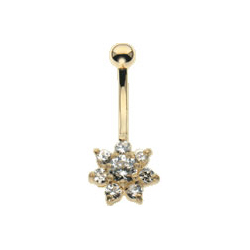 Body Shock SALE. 9ct Yellow Gold Star Eight Navel Bar WAS andpound;37