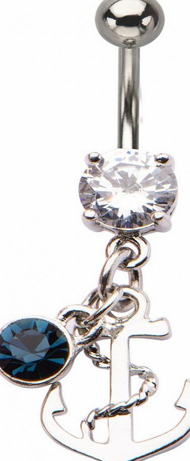 Body Vibe Anchor Charms Navel Bar - Size: One Size