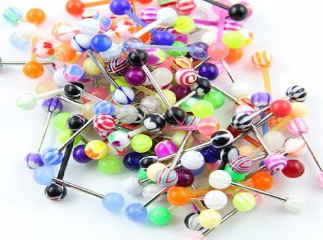 316L Surgical Steel 14 Guage Lot 95 Assorted Different Tongue Bars Rings Barbell Stud Wholesale Body Jewelry Piercing