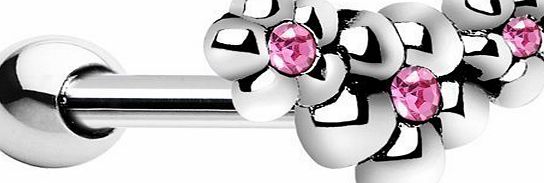 BodyCandy Silver 925 Pink CZ Florid Flower Cartilage Tragus Earring