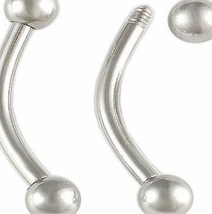 bodyjewelry 16g 16 gauge 1.2mm 3/8 10mm Steel ball 3mm curved barbell eyebrow lip bar tragus jewellery ball ear ring Body Piercing 2pcs ACVL