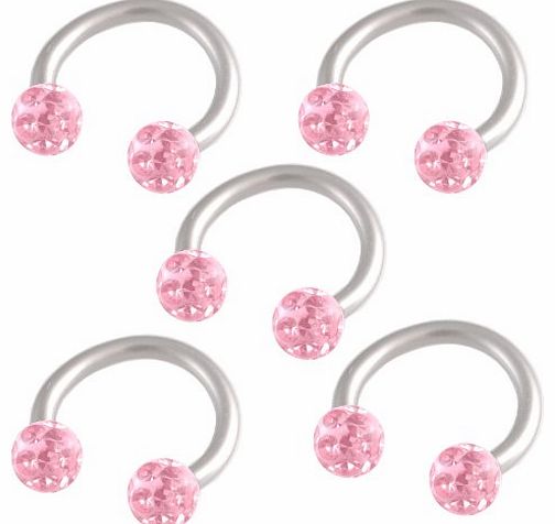 bodyjewelry 16g 16 gauge 1.2mm 5/16 8mm steel circular barbell horseshoe Light Rose Crystal bar ring lip ear tragus studs eyebrow FCDX Jewellery Body Pierced 5Pcs
