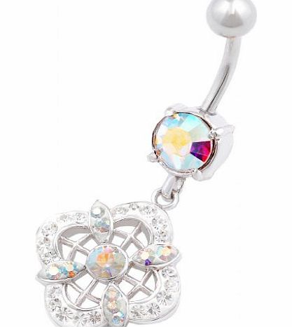 bodyjewelry 316L surgical steel 14g Flower 16 dangle belly bar 3/8 body piercing cool navel rings jewellery IAJV