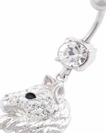 bodyjewelry 316L surgical steel 14g Horse 2 dangle belly bar 3/8 body piercing cool navel rings jewellery IAEG