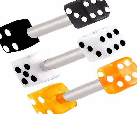 3Pcs 16g 16 gauge 1.2mm 5/16 8mm Dice barbell steel bar eyebrow piercing tragus jewellery straight lip ring stud KBJI