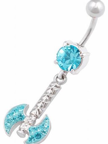 Axe dangle navel belly button ring bar stud 14g cute stainless steel body piercing jewellery IABI