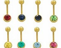 BodyJewelryonline Pack of 8 PC. Jeweled 14k Gold Plated Belly/Naval bar 14G 3/8``-10MM