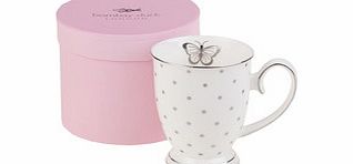 Bombay Duck White and silver-tone china butterfly mug