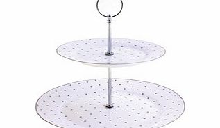 Bombay Duck White and silver-tone china cake stand