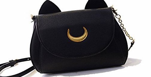 Bonamana Cosplay Sailor Moon 20th Tsukino Usagi PU Leather Women Handbag Shoulder Bag (Black)