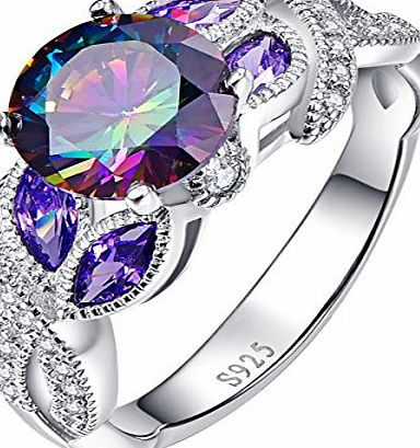 Bonlavie Infinity Twisted Round Rainbow Topaz Sapphire Marquise Engagement Rings for Women Size L 1/2
