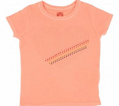 Bonton Heart T-shirt Peach `4 years,8 years