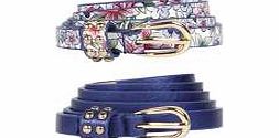 boohoo 2 Pack Floral Skinny Belts - blue azz09777