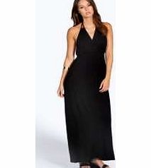 boohoo Aimee Wrap Front Strappy Backless Maxi Dress -
