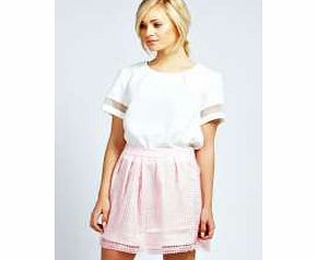 boohoo Aiva Caged Organza Mini Skirt - pink azz30615