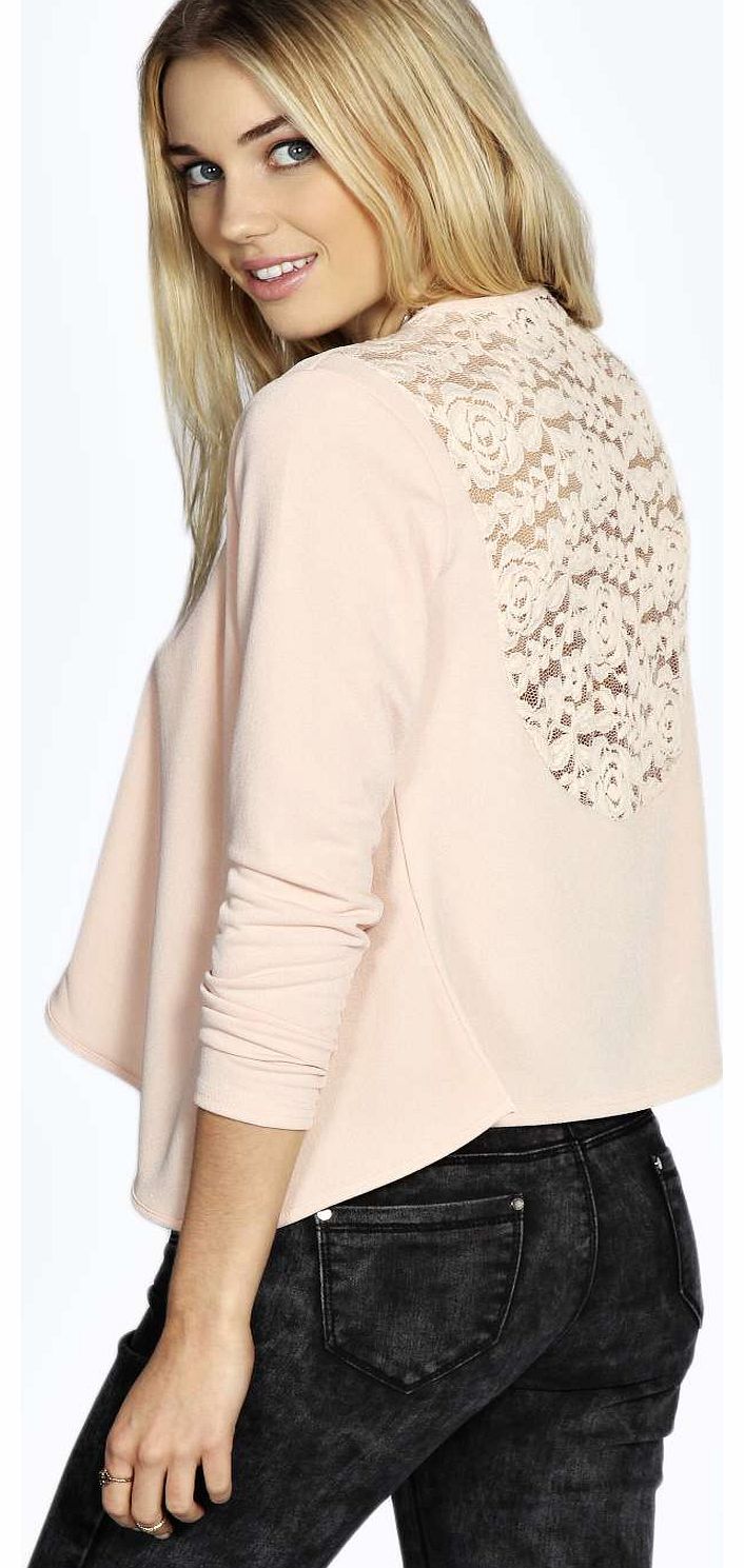 boohoo Aleen Lace Back Waterfall Jacket - blush azz16002