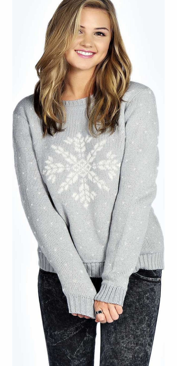 boohoo Alena Snowflake Jumper - grey azz14088