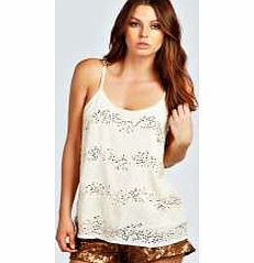 Alexa Beaded Embellished Cami - gold azz31553