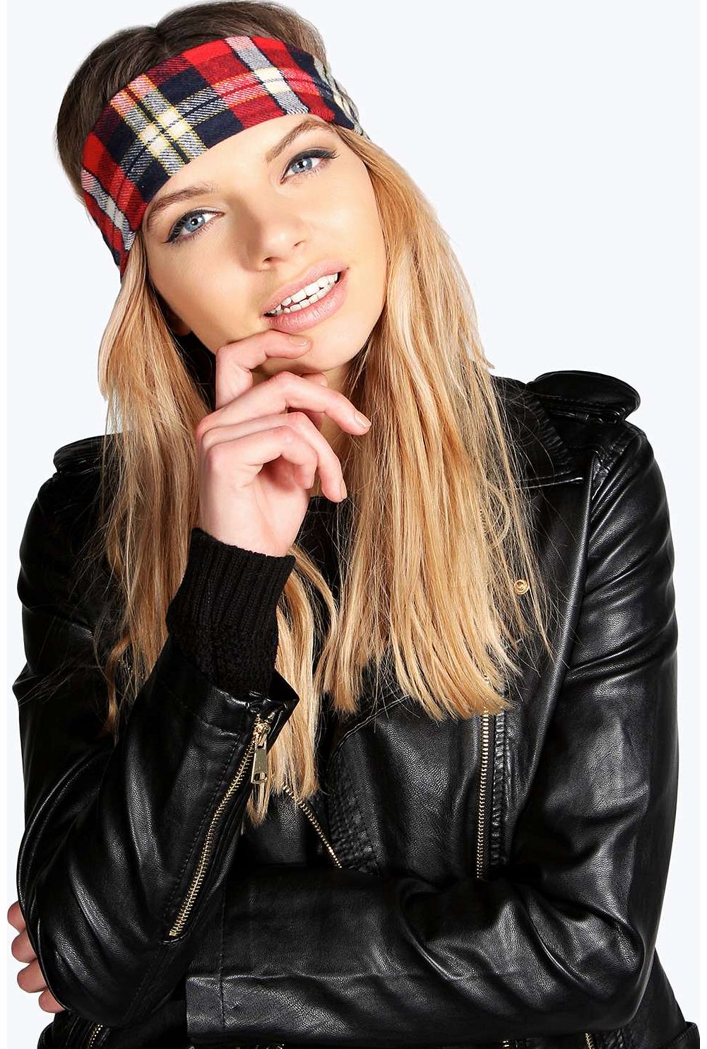 Alexa Check Headband - red azz14518