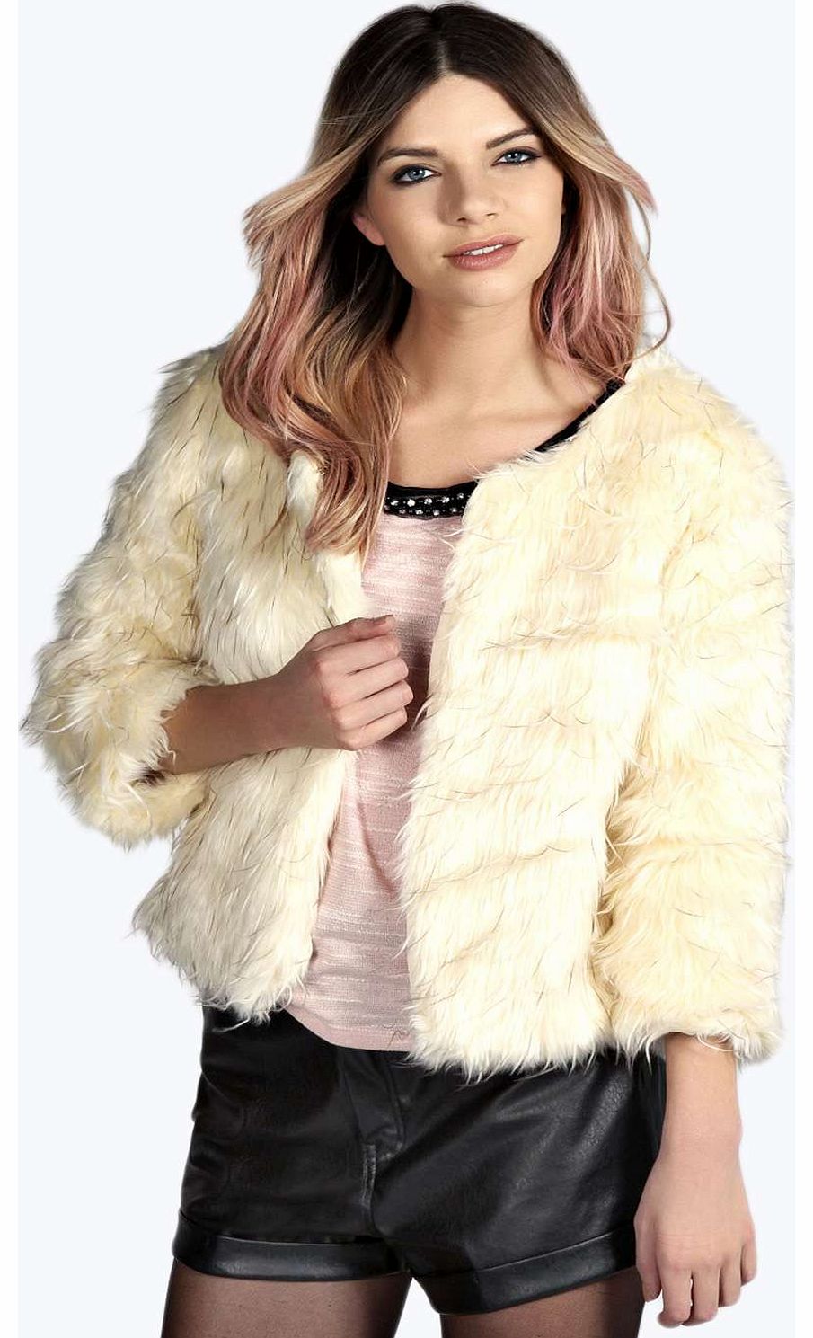 boohoo Alice Faux Fur Coat - cream azz14371