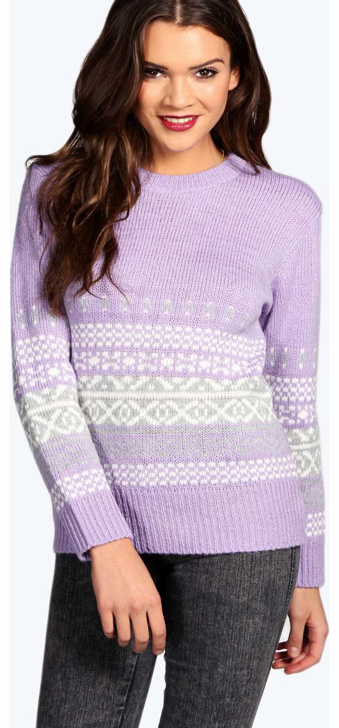 Alice Soft Kinit Fairisle Jumper - lilac azz14087