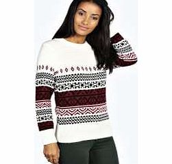 boohoo Alice Soft Knit Fairisle Jumper - cream azz21514
