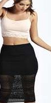 boohoo All Over Crochet Midi Pencil Skirt - black