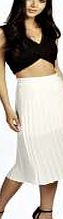 boohoo All Over Pleated Crepe Midi Skirt - ivory azz07574