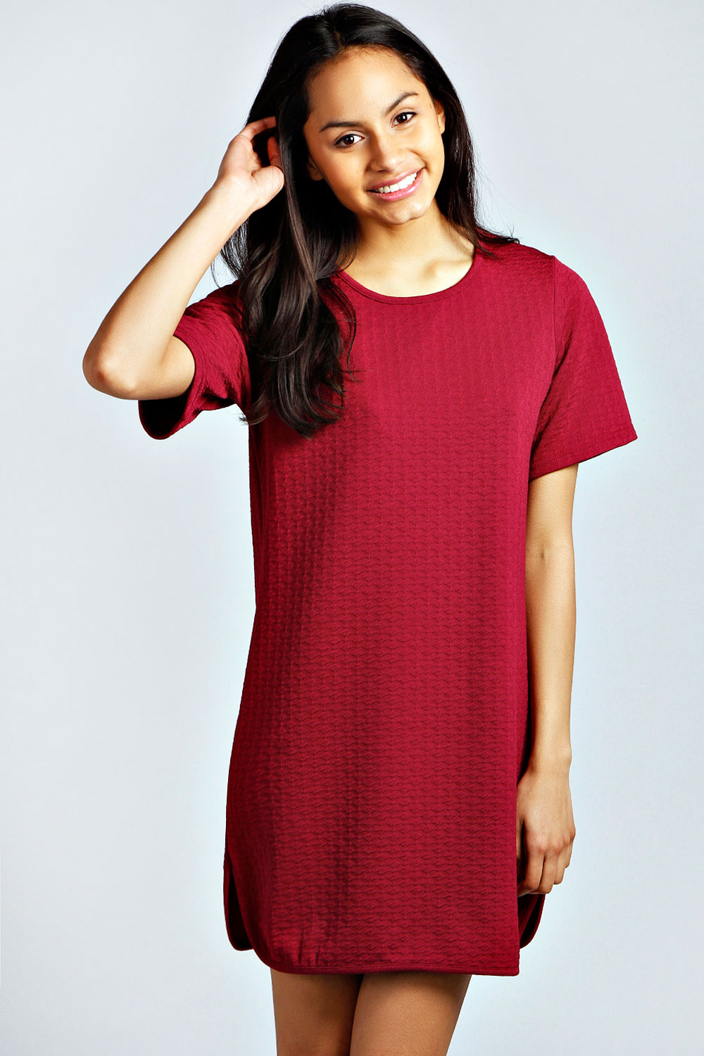 boohoo Amie Textured Fabric T-Shirt Dress -