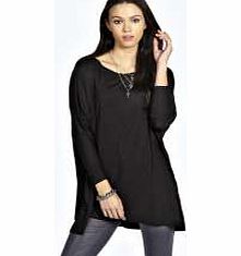 boohoo Amy Oversized Batwing Tee - black azz20279