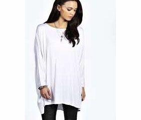 boohoo Amy Oversized Batwing Tee - white azz20279