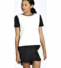 boohoo Angie Colour Block Rib Shift Dress - black