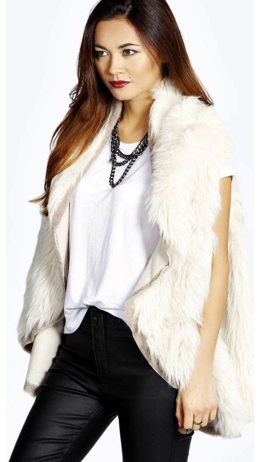Anglina Faux Fur Gilet - cream azz14901