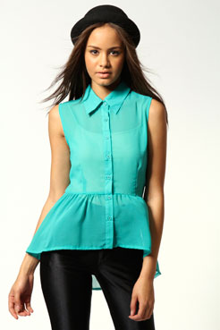 boohoo Anika Peplum Dip Hem Blouse Female