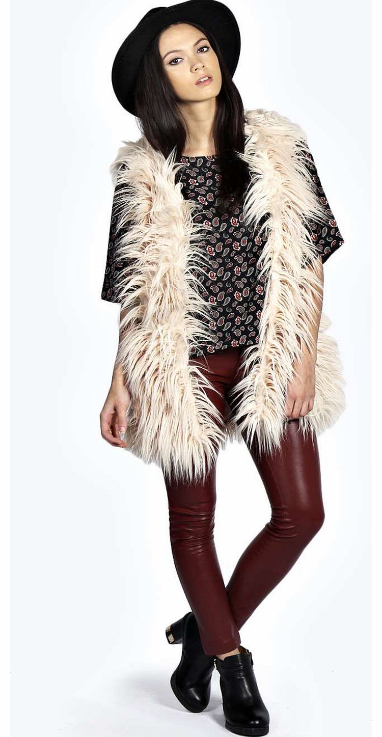 boohoo Ann Sherpa Lined Faux Fur Gilet - beige azz18344