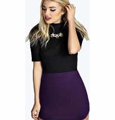 boohoo Annabel Jersey Curved Hem Mini Skirt - grape