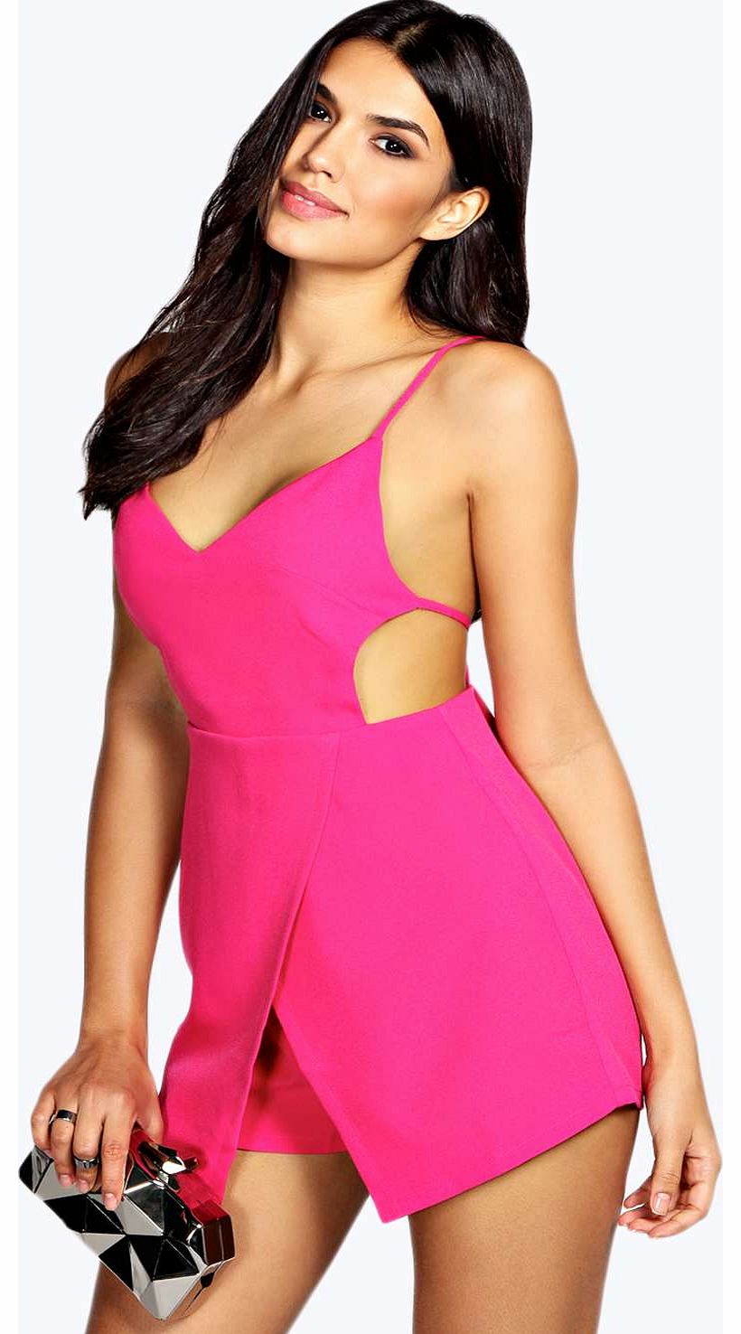 boohoo April Open Back Skort Playsuit - fuchsia azz18554