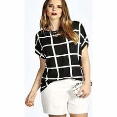 Arabella Grid Print Oversize Tee - multi pzz98675