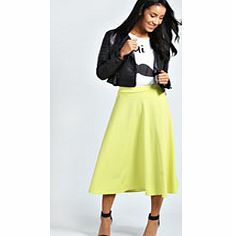 boohoo Arianna Plain Full Circle Midi Skirt - lime