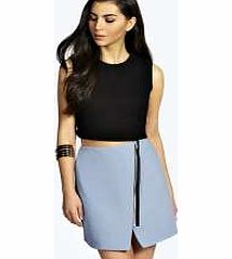 boohoo Asymmetric Hem Mini Skirt - blue azz12819