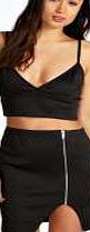 boohoo Asymmetric Zip Side Skirt - black azz13358