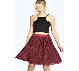 boohoo Ava Metallic Pleated Midi Skirt - berry azz21768