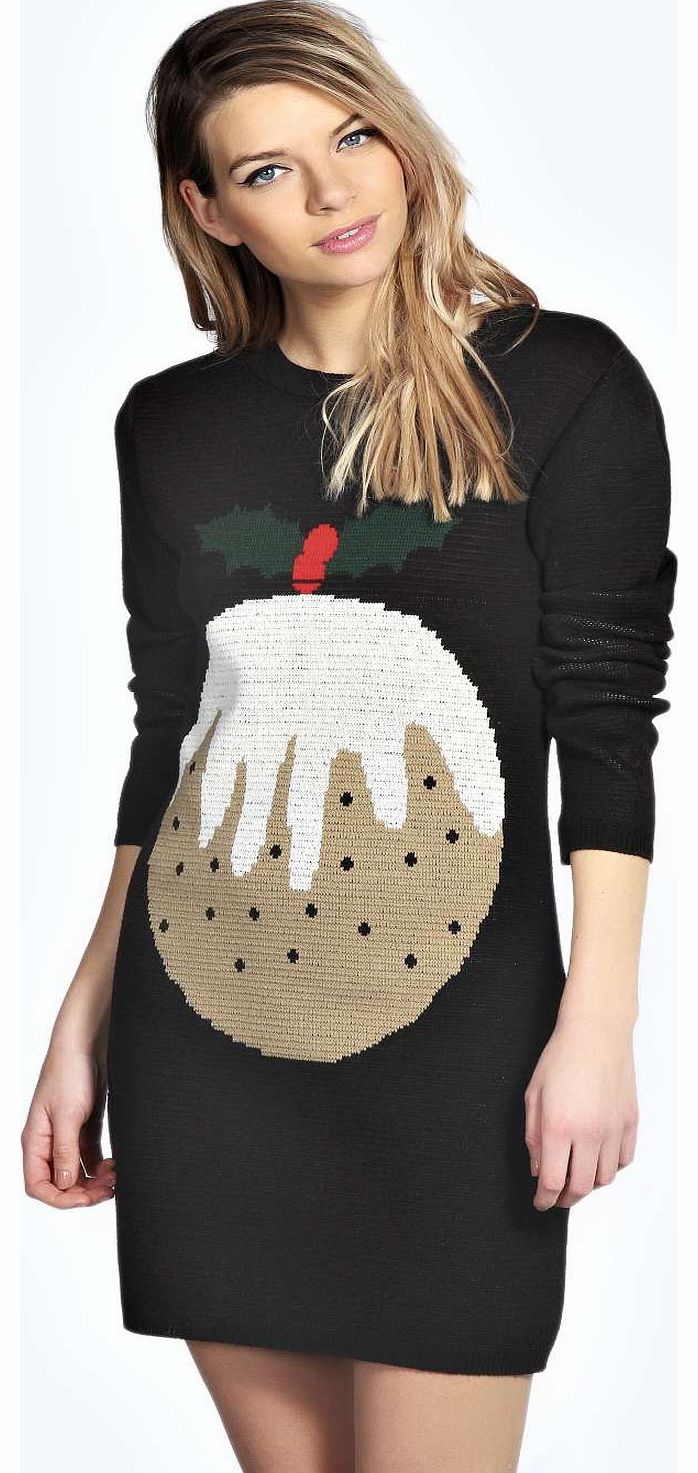 boohoo Ava Pudding Knitted Christmas Jumper Dress -