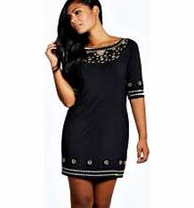 Ayah Heavily Embellished Shift Dresses - black