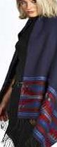 boohoo Aztec Edge Festival Cape - blue azz13046