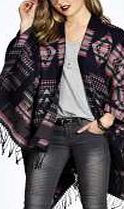 boohoo Aztec Festival Cape - navy azz14522