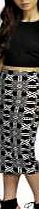 boohoo Aztec Print Jersey Midi Skirt - black azz06982