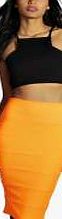 boohoo Bandage Midi Skirt - neon-orange azz05539