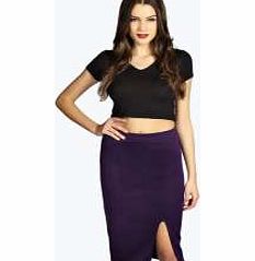 boohoo Bea Split Thigh Scuba Midi Skirt - purple azz27973