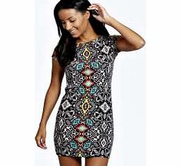 boohoo Becca Printed Cap Sleeve Bodycon Dress - multi